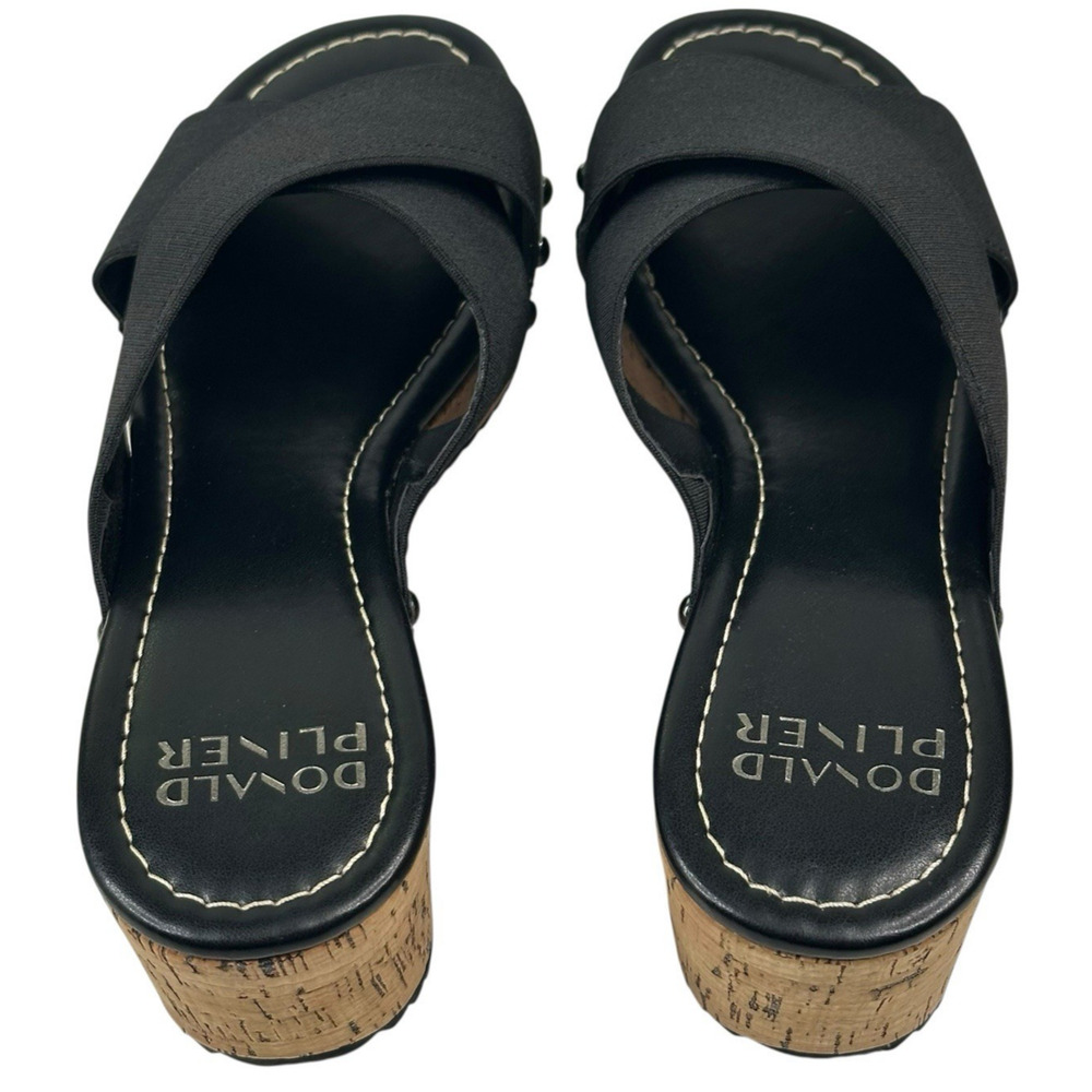 Donald Pliner Summera Cork Wedge Slide Sandals Black Womens Size 7.5M New $198 - Picture 7 of 9